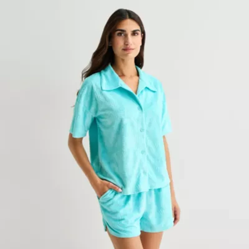 Sleep Chic Womens Short Sleeve Pajama Sets