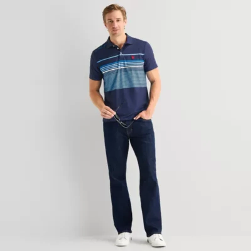 U.S. Polo Assn. Performance Stripe Mens Classic Fit Short Sleeve Shirt