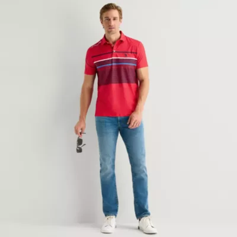 U.S. Polo Assn. Performance Stripe Mens Classic Fit Short Sleeve Shirt