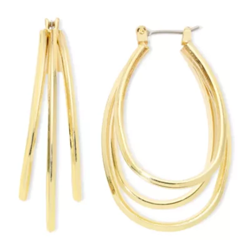 Liz Claiborne Layered Womens 1 Inch Hypoallergenic Hoop Earrings