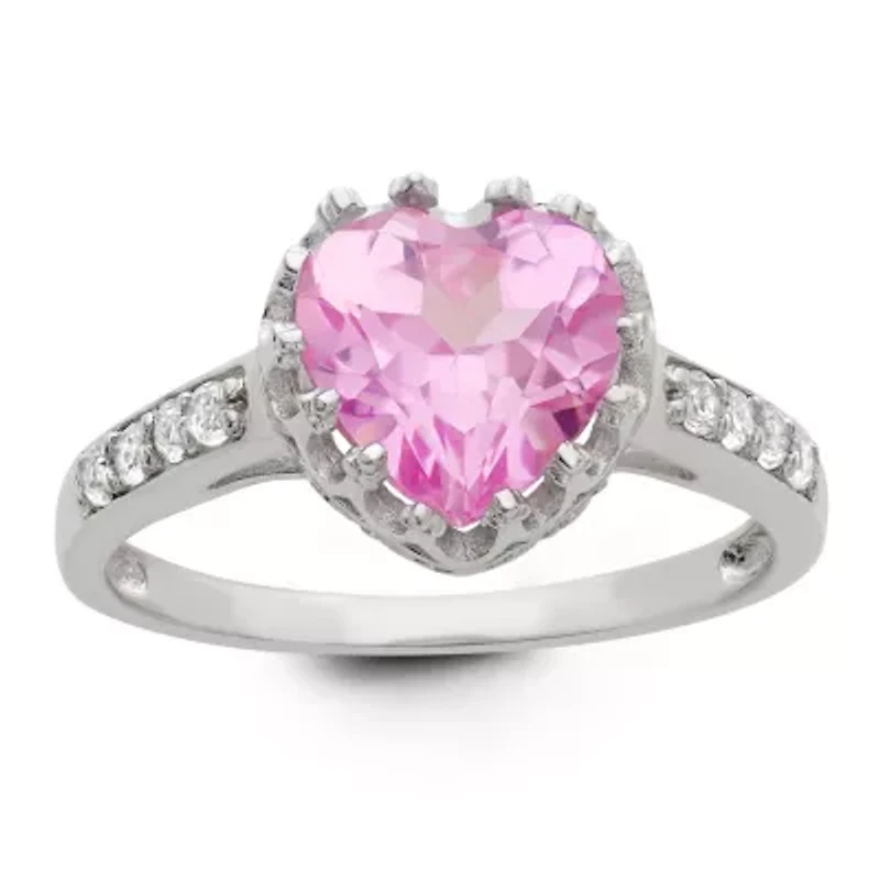 Lab Created Pink Sapphire Sterling Silver Ring