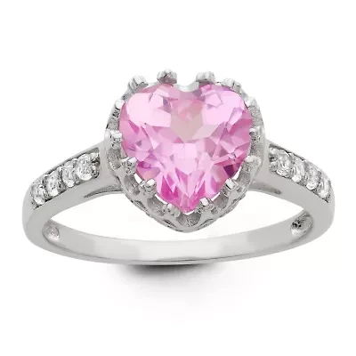 Lab Created Pink Sapphire Sterling Silver Ring