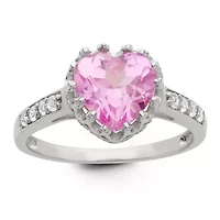Lab Created Pink Sapphire Sterling Silver Ring