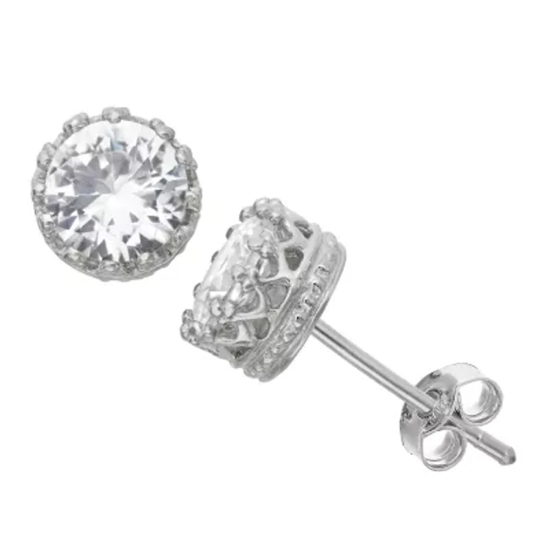Lab-Created White Sapphire Sterling Silver Earrings