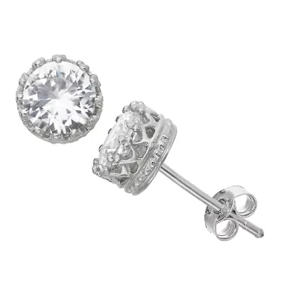 Lab-Created White Sapphire Sterling Silver Earrings