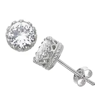 Lab-Created White Sapphire Sterling Silver Earrings