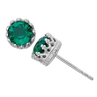 Lab-Created Emerald Sterling Silver Earrings