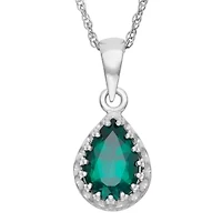 Lab-Created Emerald Sterling Silver Pendant