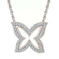 Womens 1/6 CT. T.W. Natural White Diamond 10K Gold Butterfly 18 Inch Pendant Necklace