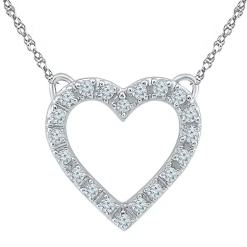Womens / CT. T.W. Natural White Diamond 10K Gold Heart 18 Inch Pendant Necklace