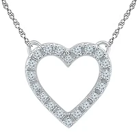 Womens / CT. T.W. Natural White Diamond 10K Gold Heart 18 Inch Pendant Necklace