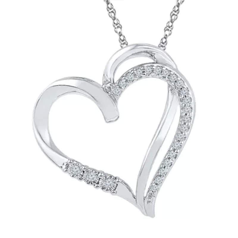 Womens CT. T.W. Natural White Diamond 10K Gold Heart 18 Inch Pendant Necklace