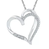 Womens CT. T.W. Natural White Diamond 10K Gold Heart 18 Inch Pendant Necklace