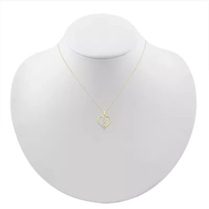 Womens CT. T.W. Natural White Diamond 10K Gold Heart 18 Inch Pendant Necklace