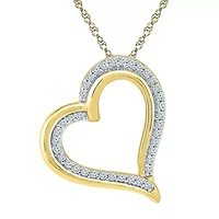 Womens / CT. T.W. Natural White Diamond 10K Gold Heart 18 Inch Pendant Necklace