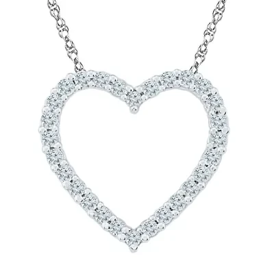 Womens 1/5 CT. Natural White Diamond 10K Gold Heart 18 Inch Pendant Necklace