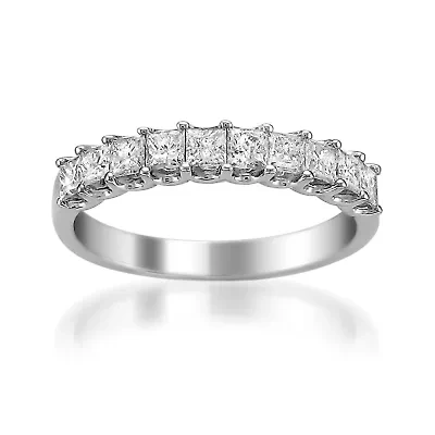 Womens 2.5MM 1 CT. T.W. Genuine White Diamond Platinum Wedding Band