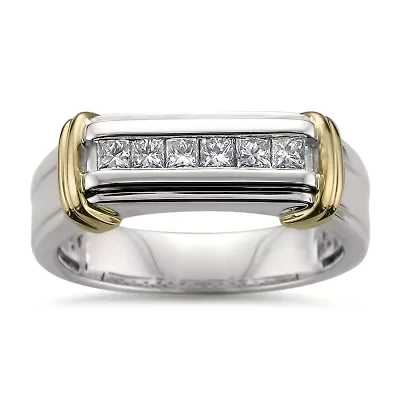 Mens 7MM 1/2 CT. T.W. Genuine White Diamond 14K Gold Wedding Band