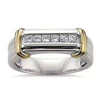 Mens 7MM 1/2 CT. T.W. Genuine White Diamond 14K Gold Wedding Band
