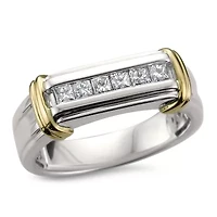 Mens 7MM 1/2 CT. T.W. Genuine White Diamond 14K Gold Wedding Band