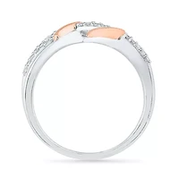Womens 1/ CT. T.W. Natural White Diamond 10K Gold Over Silver Heart Cocktail Ring