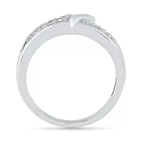 Womens Diamond Accent Natural White Sterling Silver Heart Cocktail Ring