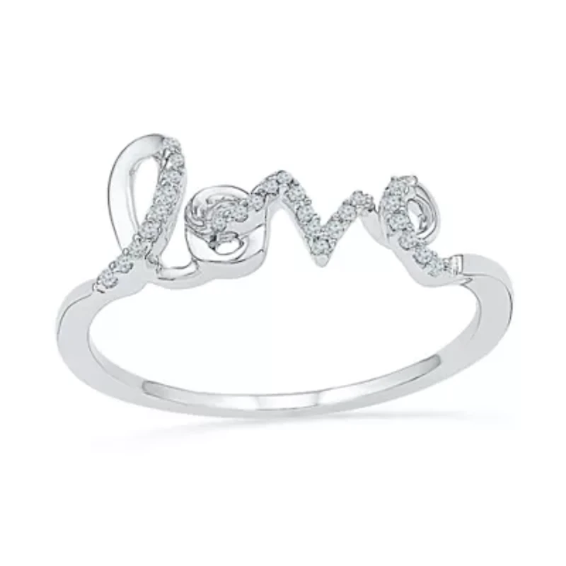 Womens Diamond Accent Natural White Sterling Silver Cocktail Ring