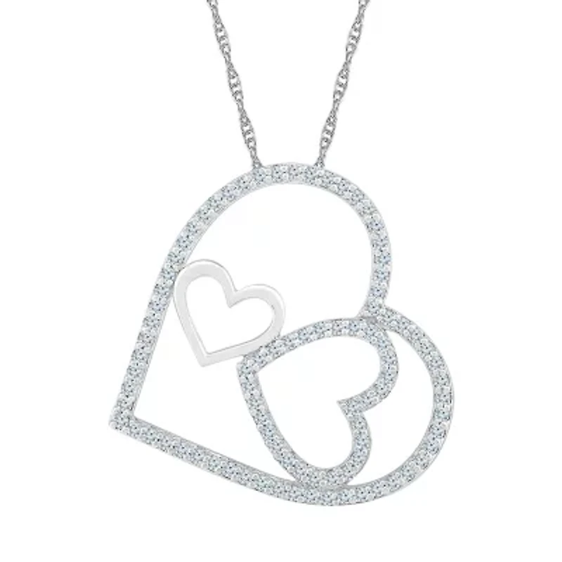 Womens / CT. T.W. Natural White Diamond 10K Gold Heart 18 Inch Pendant Necklace