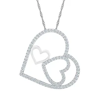 Womens / CT. T.W. Natural White Diamond 10K Gold Heart 18 Inch Pendant Necklace