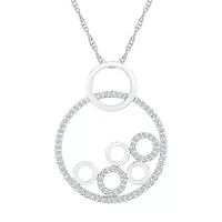 Womens / CT. T.W. Natural White Diamond 10K White Gold Circle 18 Inch Pendant Necklace