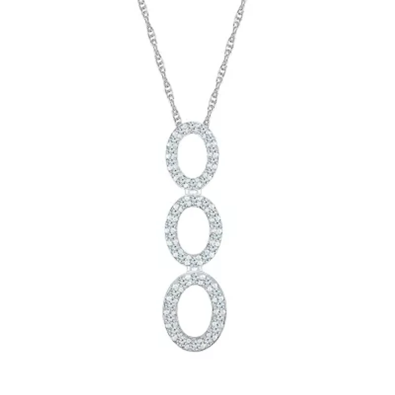 Womens / CT. T.W. Natural White Diamond 10K White Gold Circle 18 Inch Pendant Necklace