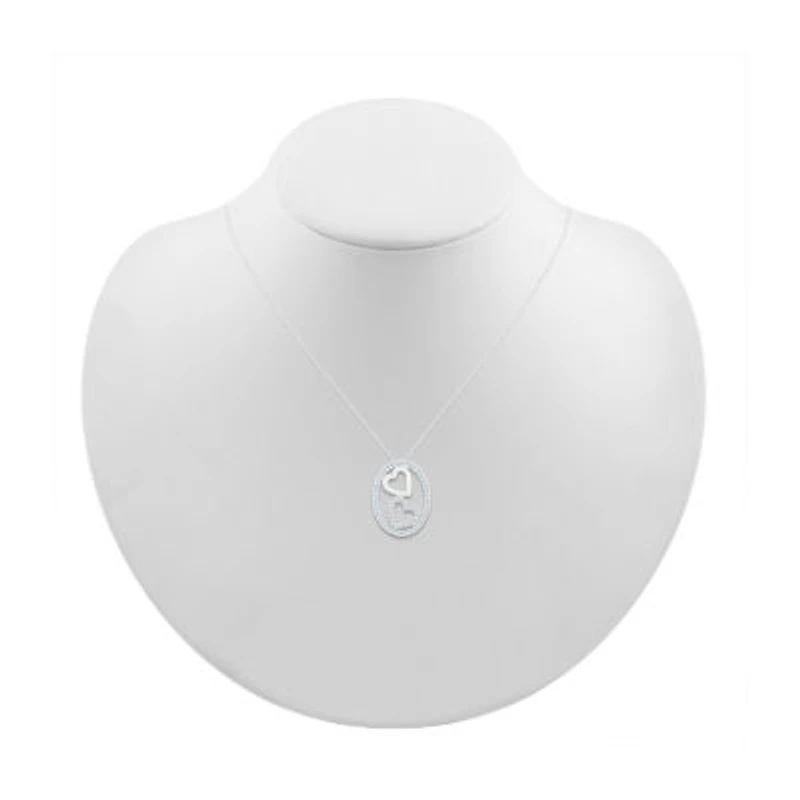 Womens 3/8 CT. T.W. Natural White Diamond 10K White Gold Heart Oval 18 Inch Pendant Necklace