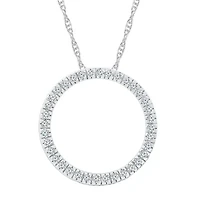 Womens / CT. T.W. Natural White Diamond 10K White Gold Circle 18 Inch Pendant Necklace