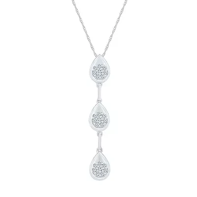 Linear Teardrop Womens 3/8 CT. T.W. Natural White Diamond 10K White Gold Pear 18 Inch Pendant Necklace