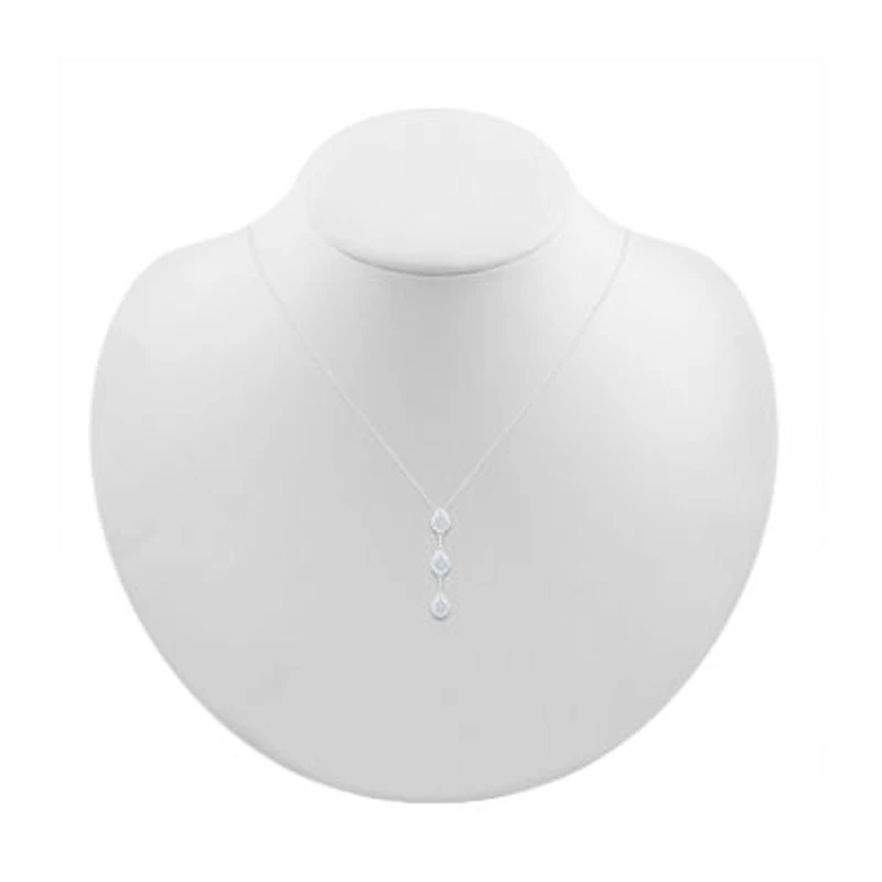 Linear Teardrop Womens 3/8 CT. T.W. Natural White Diamond 10K White Gold Pear 18 Inch Pendant Necklace
