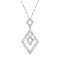 Womens 3/8 CT. T.W. Natural White Diamond 10K White Gold Diamond 18 Inch Pendant Necklace