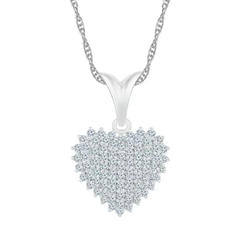 Womens CT. T.W. Natural White Diamond 10K Gold Heart 18 Inch Pendant Necklace