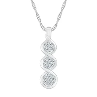 Linear 3-Stone Style Womens 1/3 CT. T.W. Natural White Diamond 10K White Gold 18 Inch Pendant Necklace