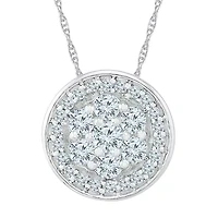 Womens / CT. T.W. Natural White Diamond 10K White Gold Round 18 Inch Pendant Necklace