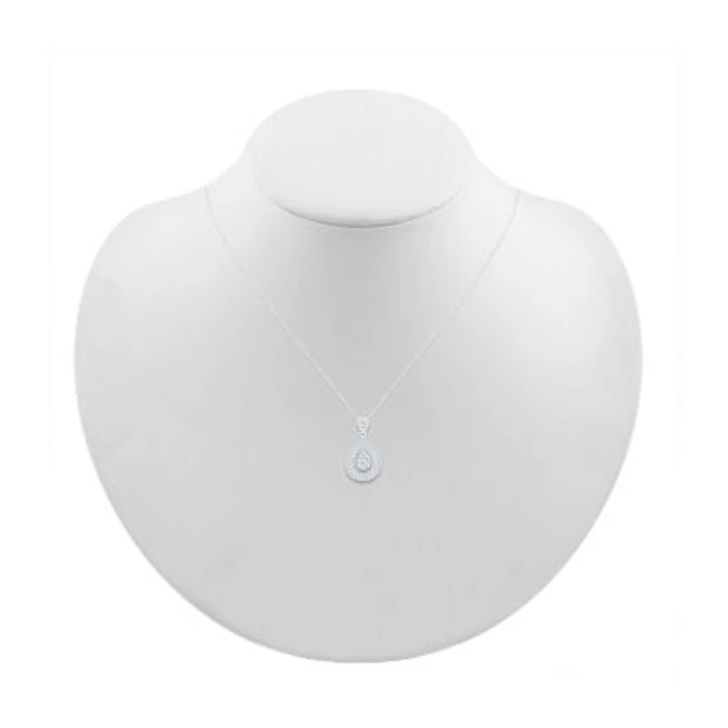 Teardrop Womens /8 CT. T.W. Natural White Diamond 10K White Gold Pear 18 Inch Pendant Necklace