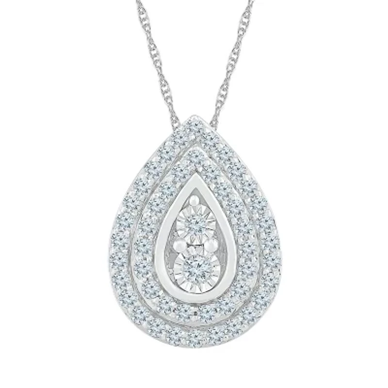 Teardrop Womens / CT. T.W. Natural White Diamond 10K Gold Pear 18 Inch Pendant Necklace