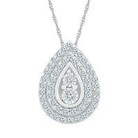 Teardrop Womens / CT. T.W. Natural White Diamond 10K Gold Pear 18 Inch Pendant Necklace