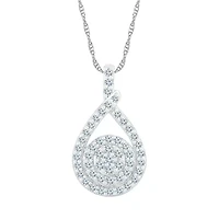 Womens 3/4 CT. T.W. Natural White Diamond 10K White Gold Pear 18 Inch Pendant Necklace