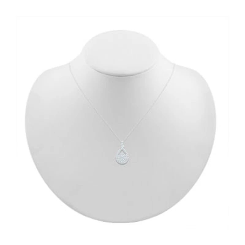Womens 3/4 CT. T.W. Natural White Diamond 10K White Gold Pear 18 Inch Pendant Necklace