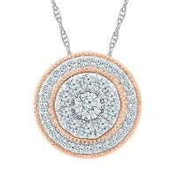 Womens 1/2 CT. T.W. Natural White Diamond 10K Two Tone Gold Round 18 Inch Pendant Necklace