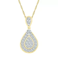 Womens 1 CT. T.W. Natural White Diamond 10K Gold Pear 18 Inch Pendant Necklace