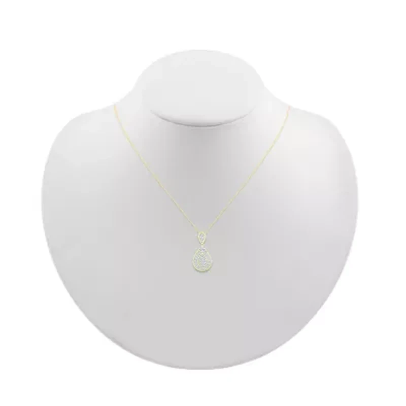 Womens 1 CT. T.W. Natural White Diamond 10K Gold Pear 18 Inch Pendant Necklace