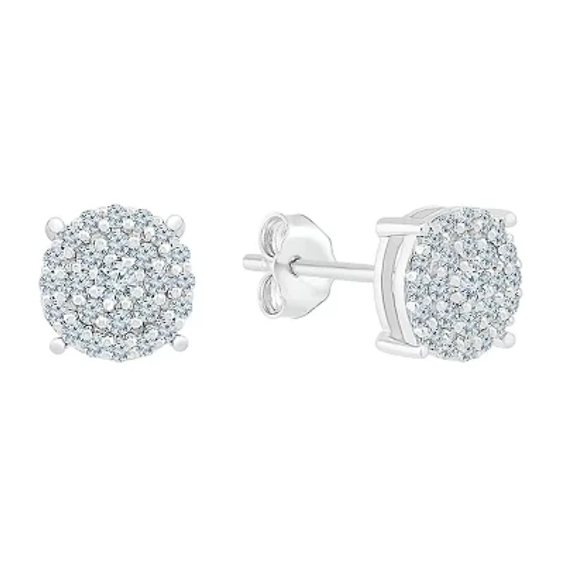 1/4 CT. T.W. Natural White Diamond 10K White Gold 5.9mm Stud Earrings