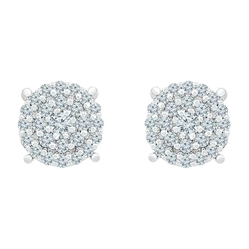 1/4 CT. T.W. Natural White Diamond 10K White Gold 5.9mm Stud Earrings