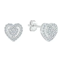 1/4 CT. T.W. Natural White Diamond 10K White Gold 7.4mm Heart Stud Earrings